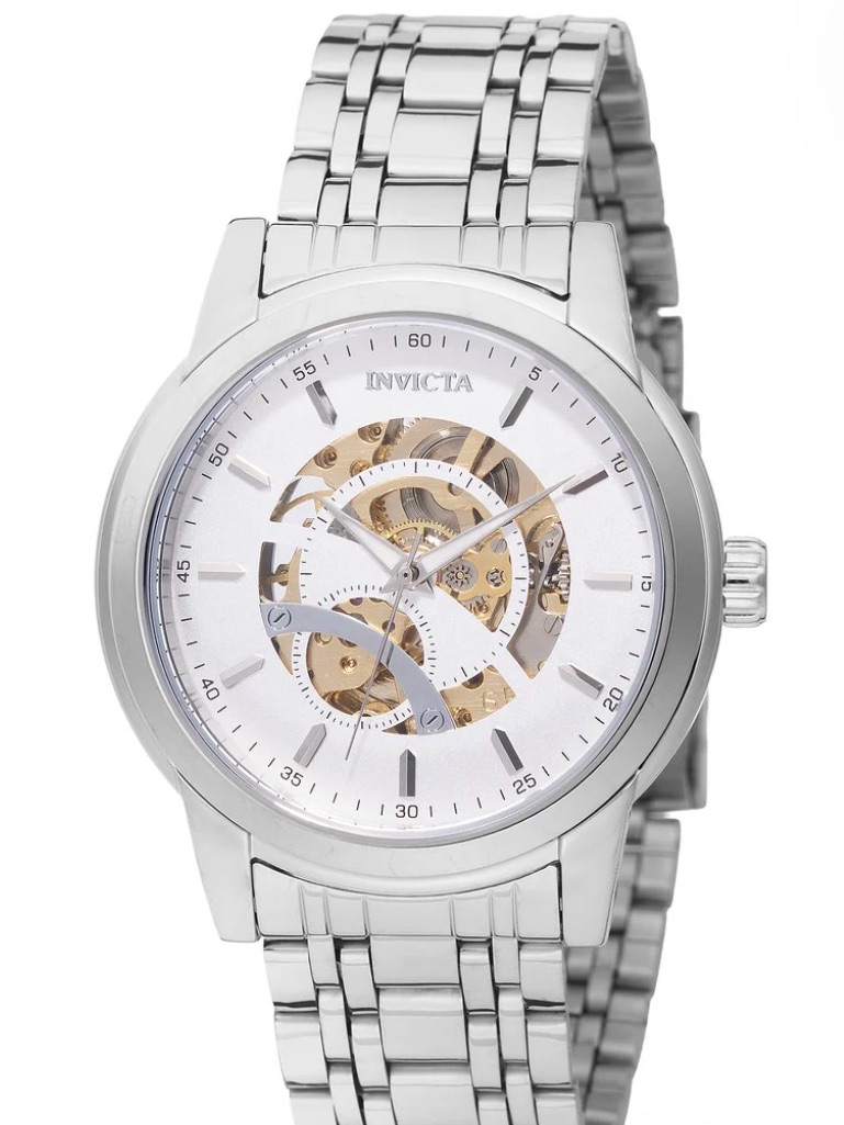 Invicta Objet D Art Automatic Movement Silver Analog Dial Watch Mens